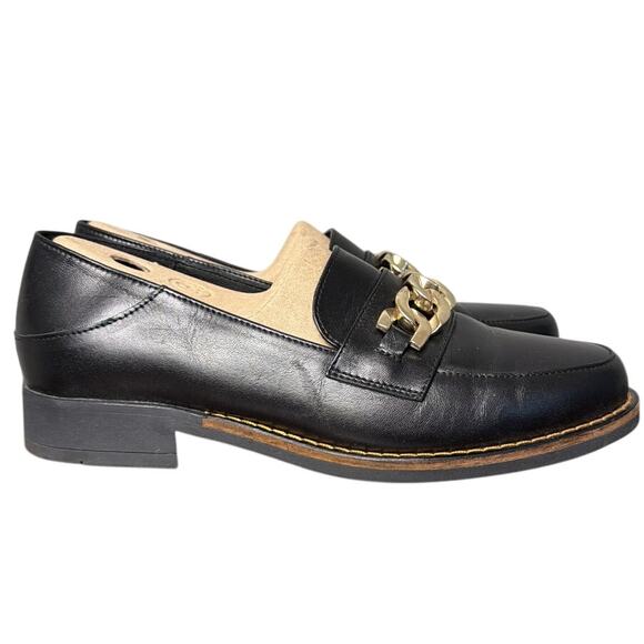 Calla Loafers Black Leather Gold Hardwear Made for Bunions 38.5 Made in Portugal - Picture 2 of 8